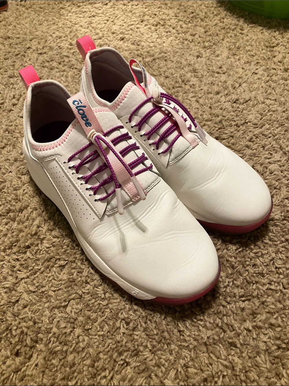 Women's White Slip-On Nursing Sneakers with Pink & Purple Accents